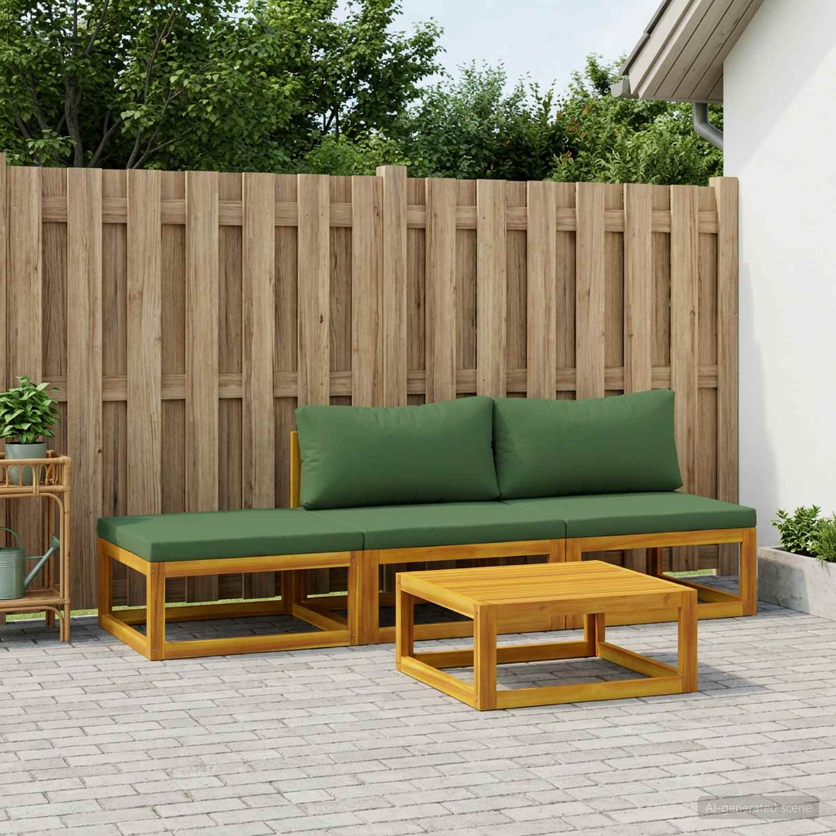 vidaXL Sofa Set 4 pcs Natural Solid Acacia Wood