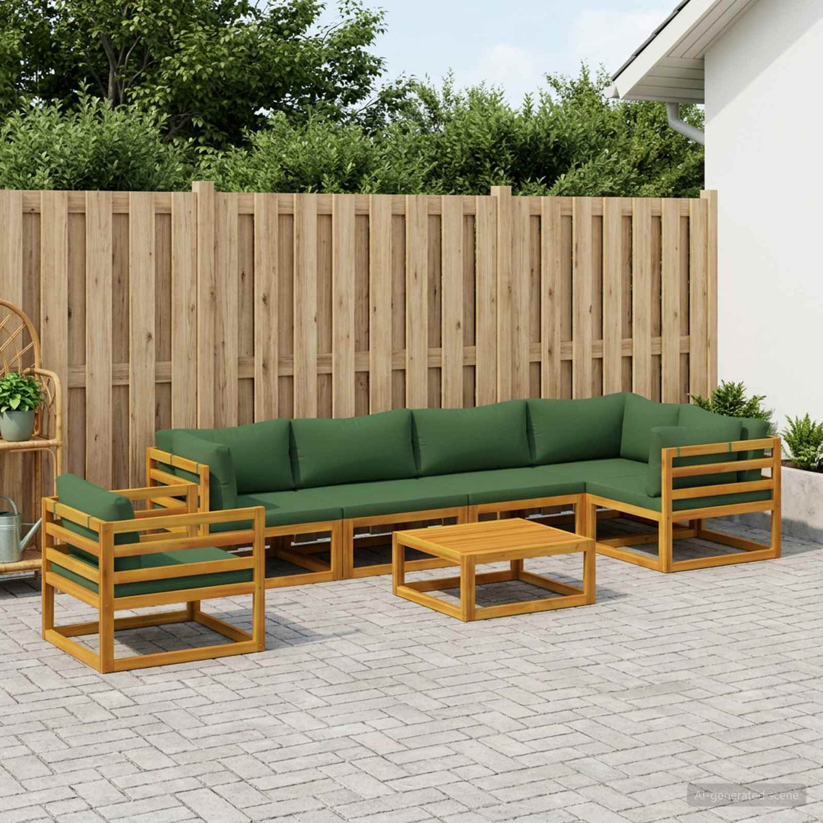 vidaXL Sofa Set 7 pcs Natural Solid Acacia Wood