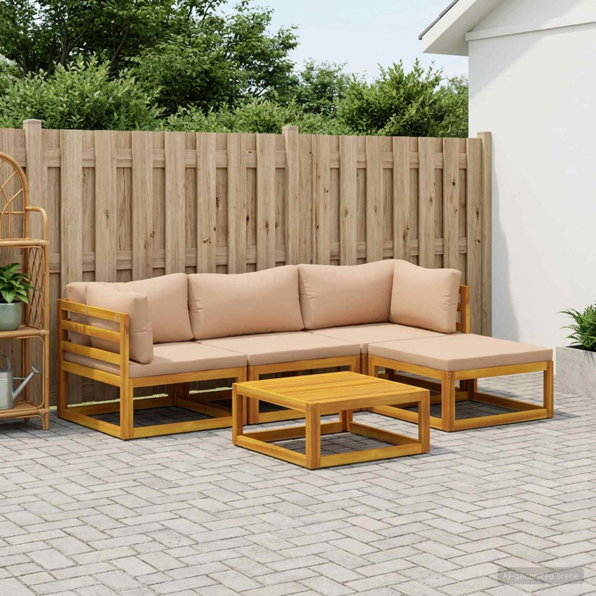 vidaXL Sofa Set 5 pcs Natural Solid Acacia Wood