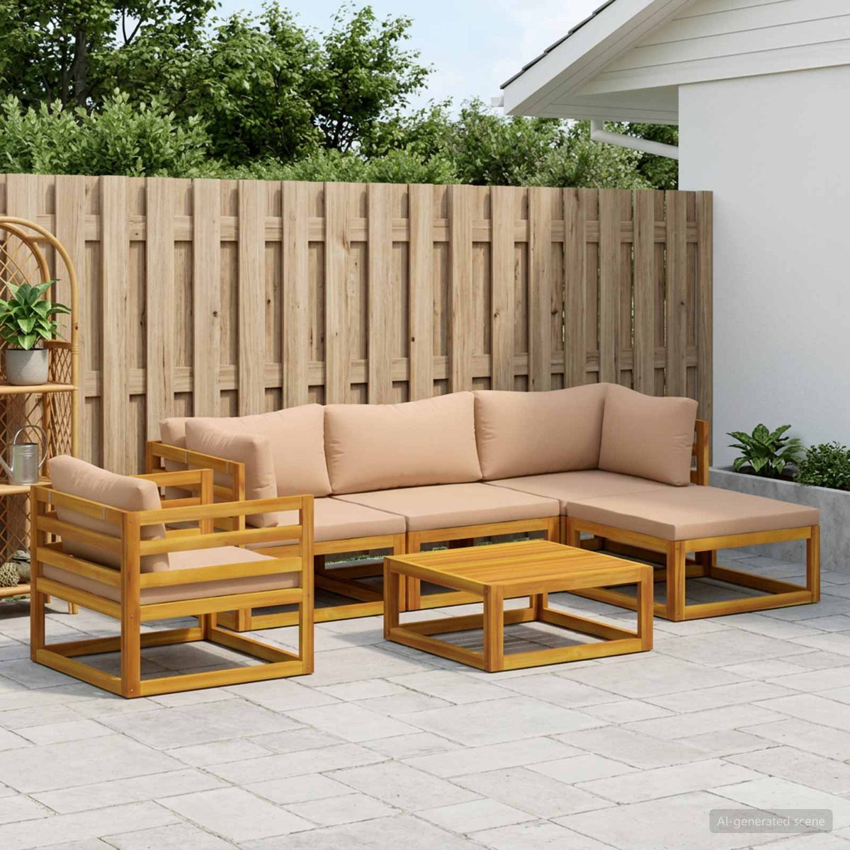 vidaXL Sofa Set 6 pcs Natural Solid Acacia Wood