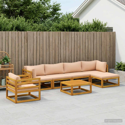 vidaXL Sofa Set 7 pcs Natural Solid Acacia Wood