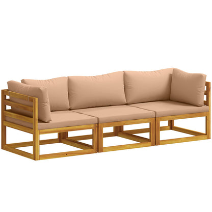vidaXL Sofa Set 3 pcs Natural Solid Acacia Wood