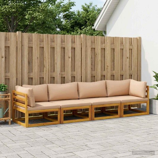 vidaXL Sofa Set 4 pcs Natural Solid Acacia Wood