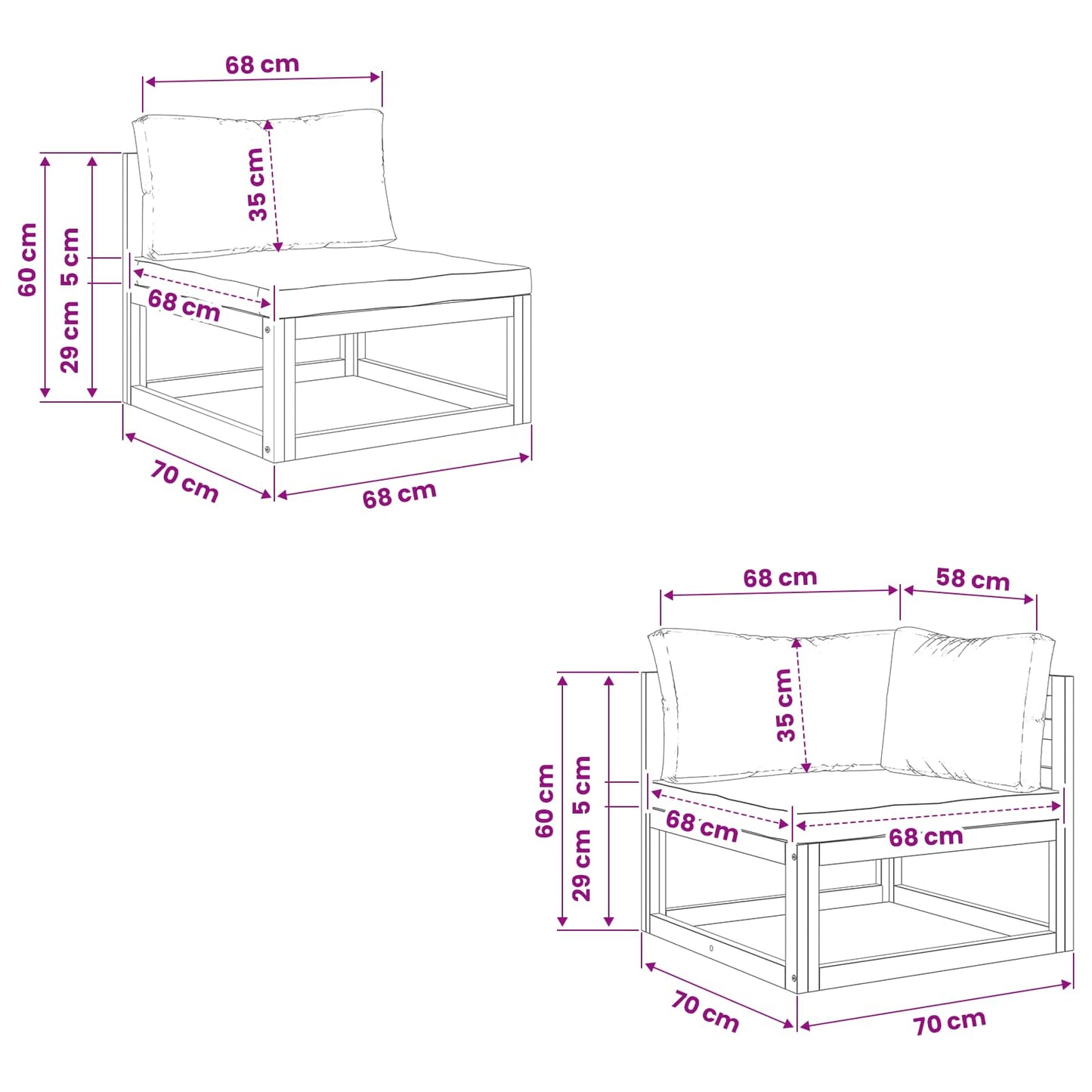 vidaXL Sofa Set 4 pcs Natural Solid Acacia Wood