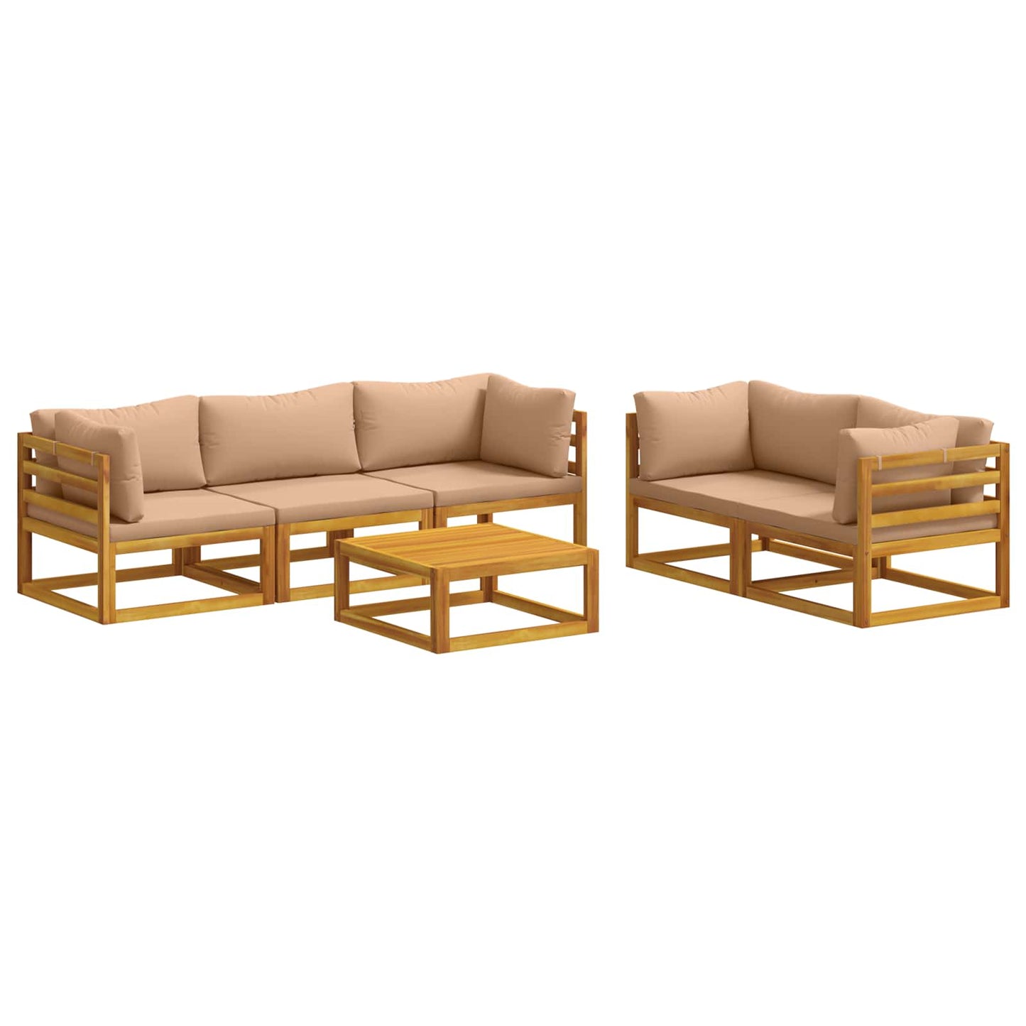 vidaXL Sofa Set 6 pcs Natural Solid Acacia Wood