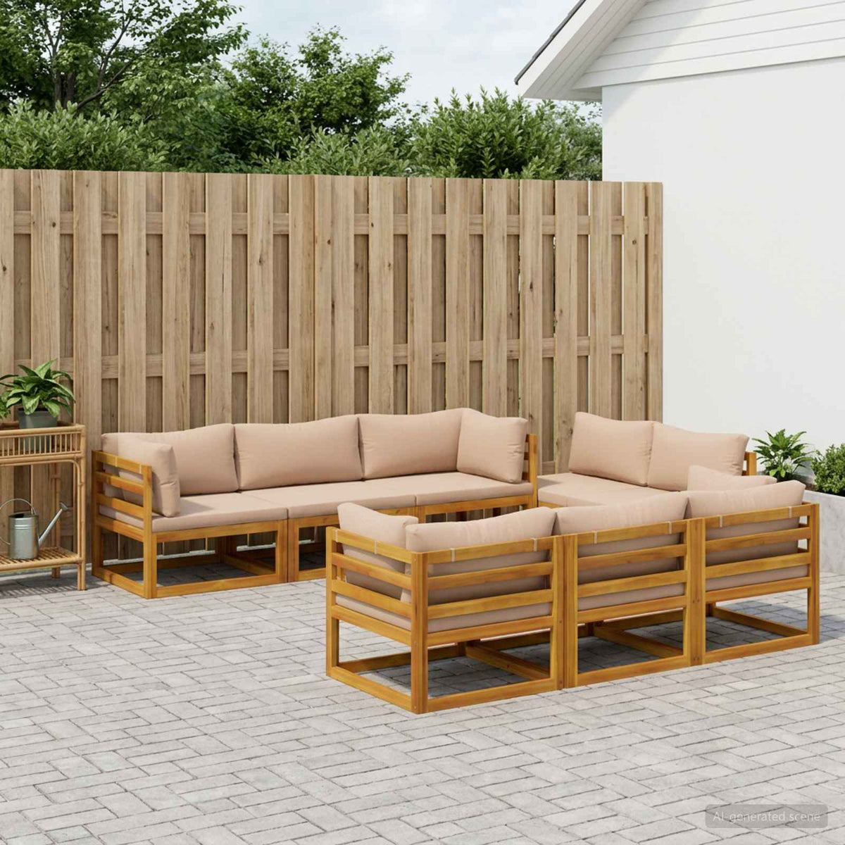 vidaXL 9 Piece Garden Lounge Set Modular Natural Solid Acacia Wood