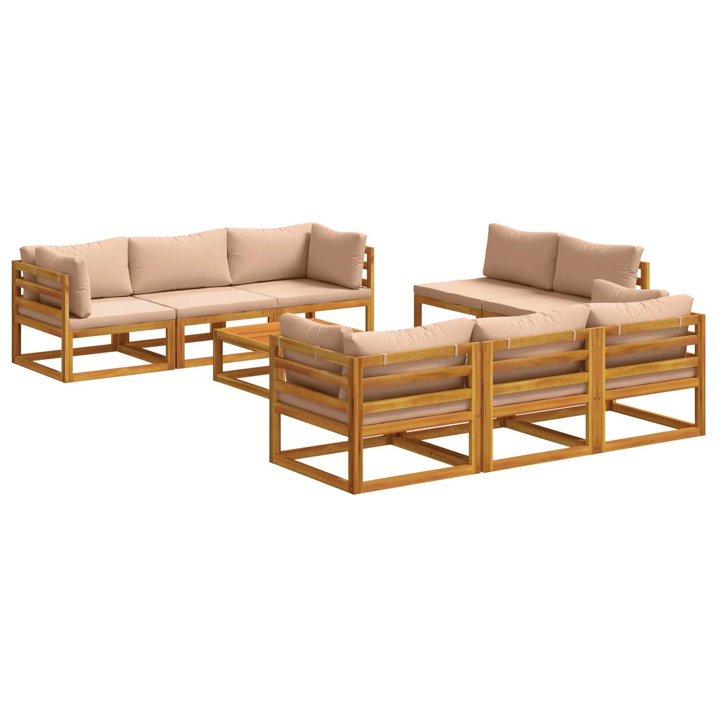 vidaXL 9 Piece Garden Lounge Set Modular Natural Solid Acacia Wood