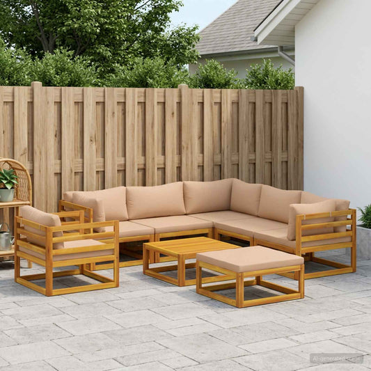 vidaXL Sofa Set 8 pcs Natural Solid Acacia Wood