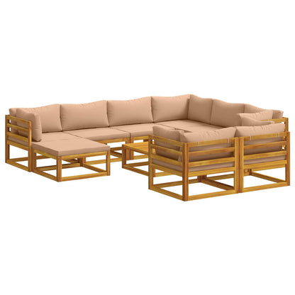 vidaXL Sofa Set 10 pcs Natural Solid Acacia Wood