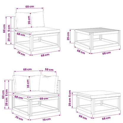 vidaXL Sofa Set 10 pcs Natural Solid Acacia Wood