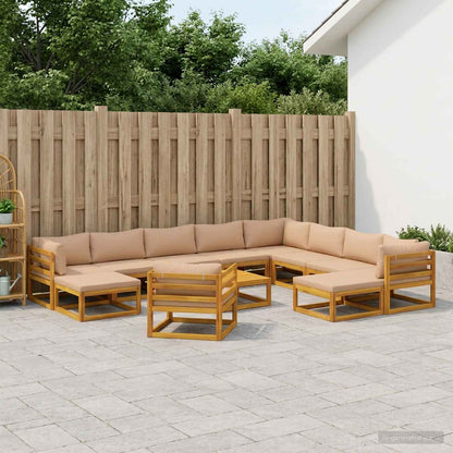 vidaXL Sofa Set 12 pcs Natural Solid Acacia Wood