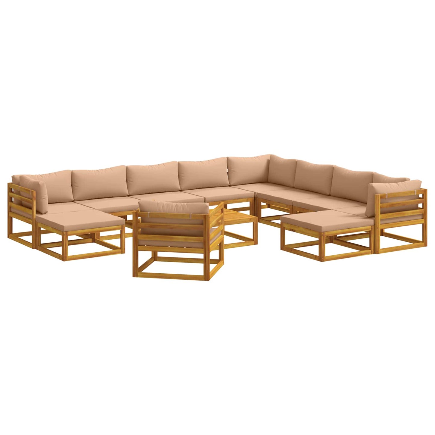 vidaXL Sofa Set 12 pcs Natural Solid Acacia Wood