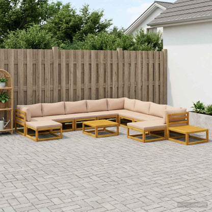 vidaXL Sofa Set 12 pcs Natural Solid Acacia Wood