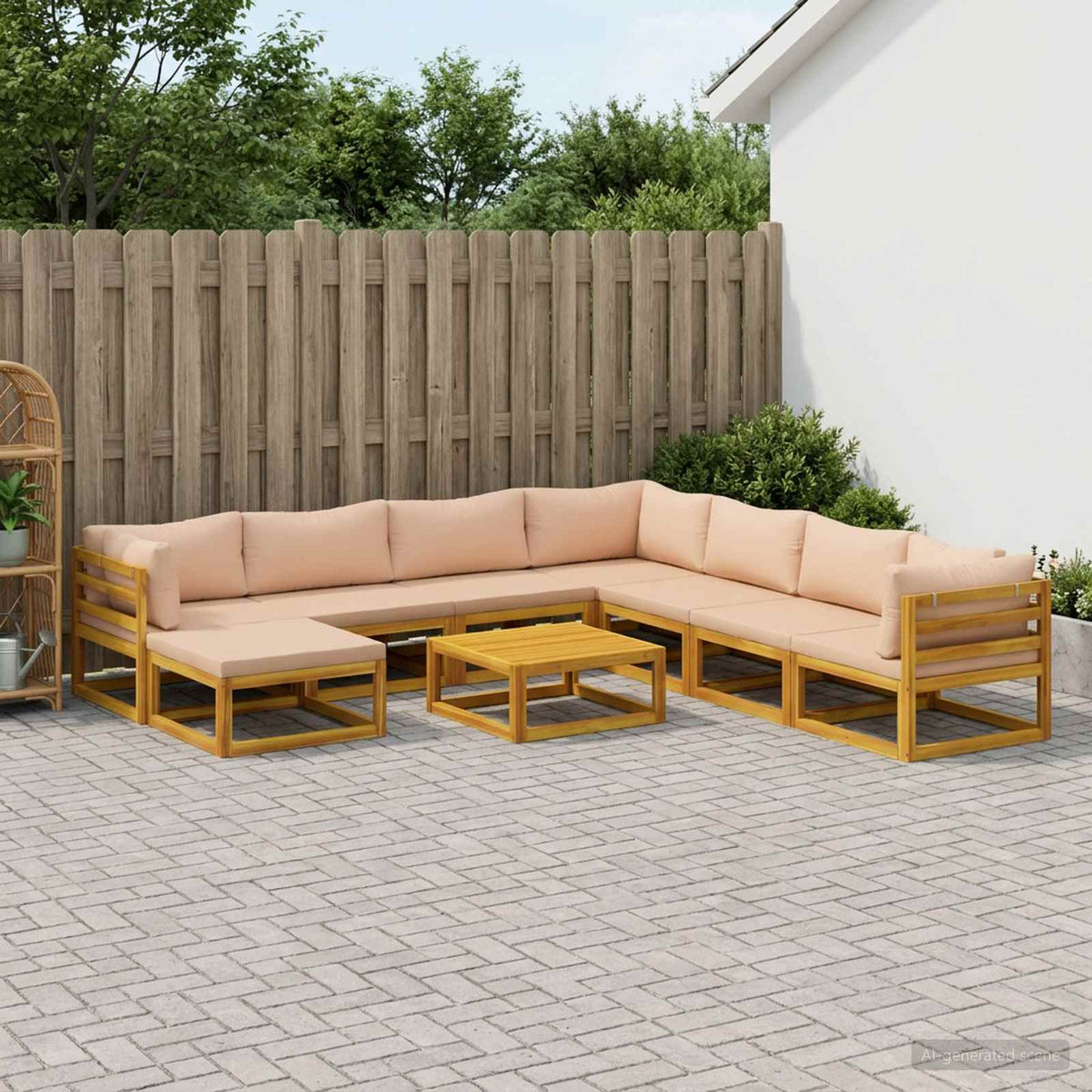 vidaXL Sofa Set 9 pcs Natural Solid Acacia Wood
