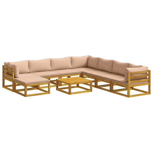 vidaXL Sofa Set 9 pcs Natural Solid Acacia Wood