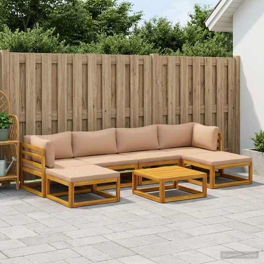 vidaXL Sofa Set 7 pcs Natural Solid Acacia Wood