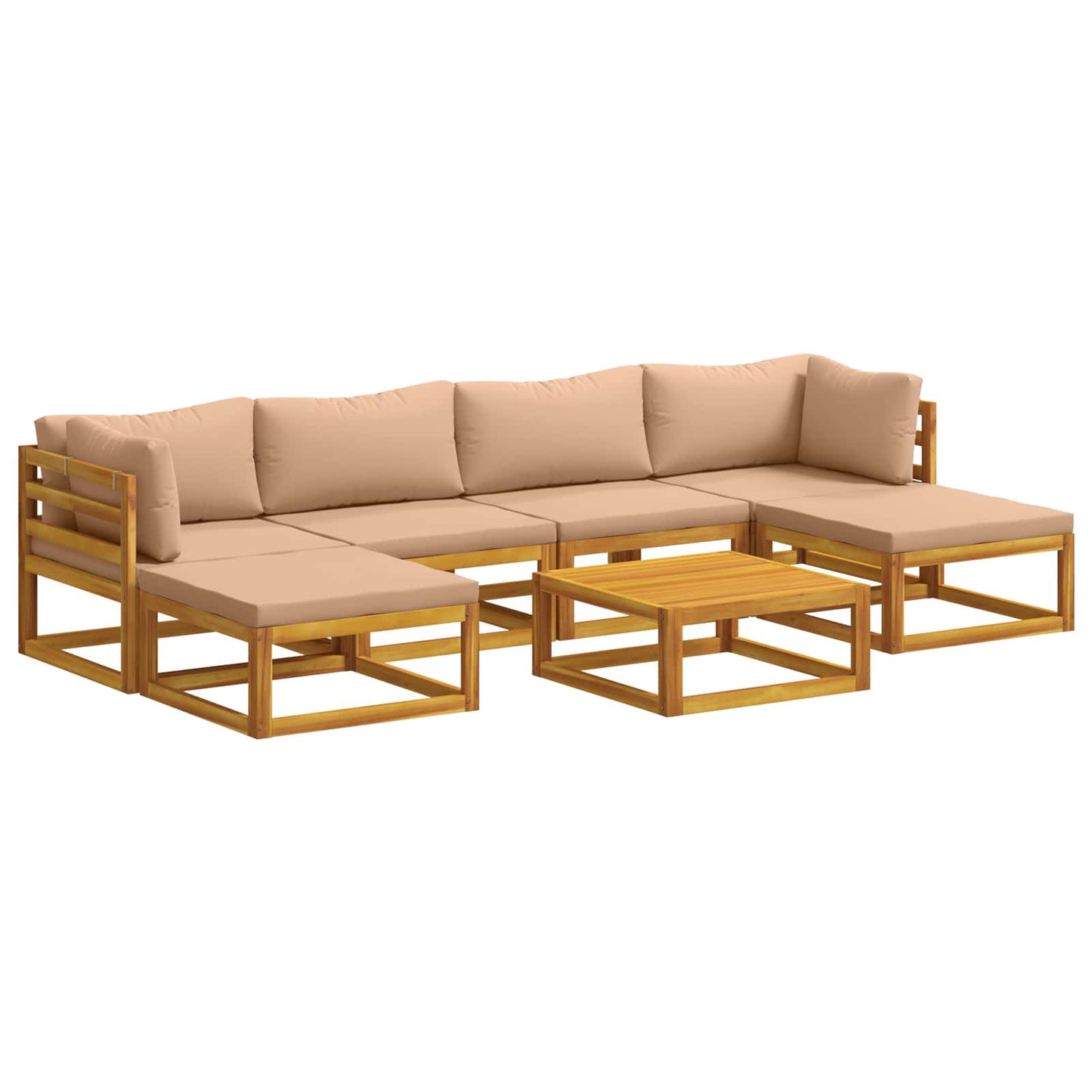 vidaXL Sofa Set 7 pcs Natural Solid Acacia Wood