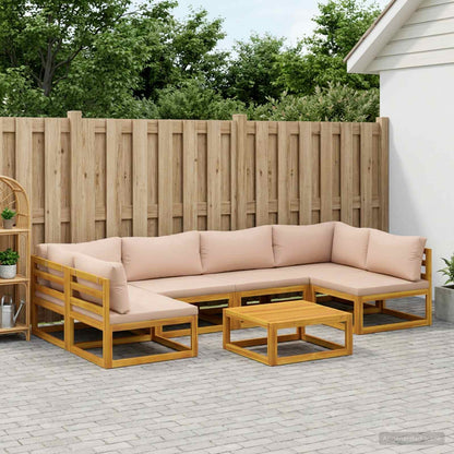 vidaXL Sofa Set 7 pcs Natural Solid Acacia Wood