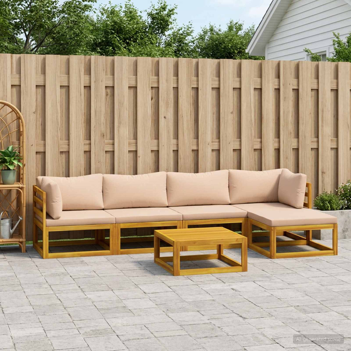 vidaXL Sofa Set 6 pcs Natural Solid Acacia Wood