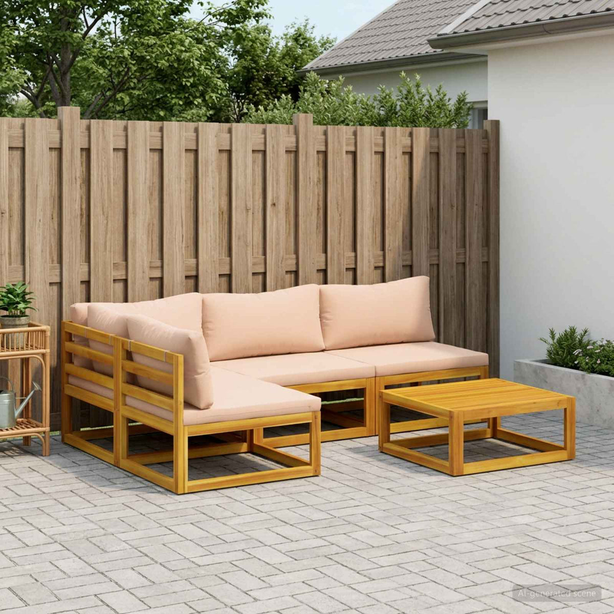 vidaXL Sofa Set 5 pcs Natural Solid Acacia Wood