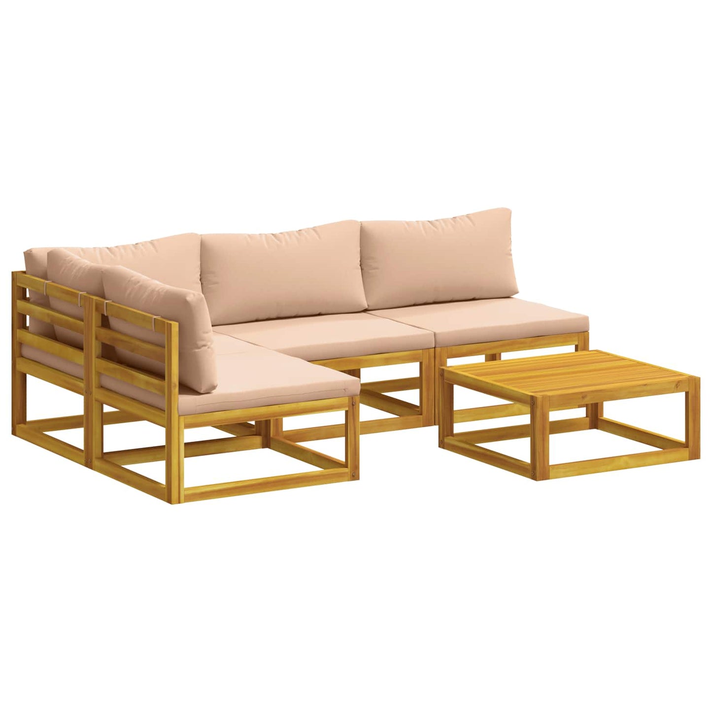 vidaXL Sofa Set 5 pcs Natural Solid Acacia Wood