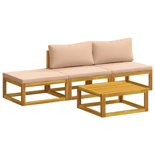 vidaXL Sofa Set 4 pcs Natural Solid Acacia Wood