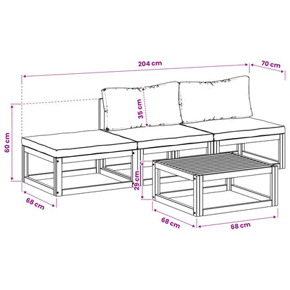 vidaXL Sofa Set 4 pcs Natural Solid Acacia Wood