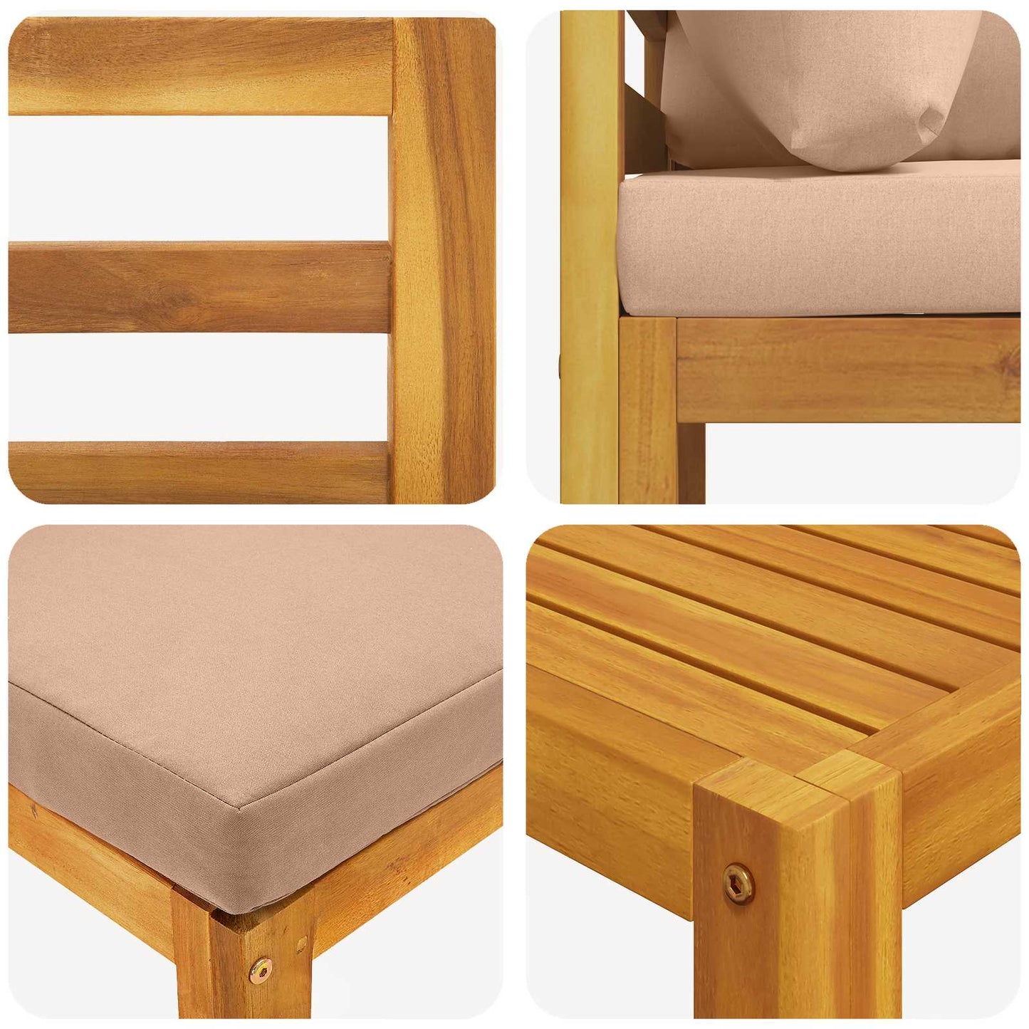vidaXL Sofa Set 4 pcs Natural Solid Acacia Wood