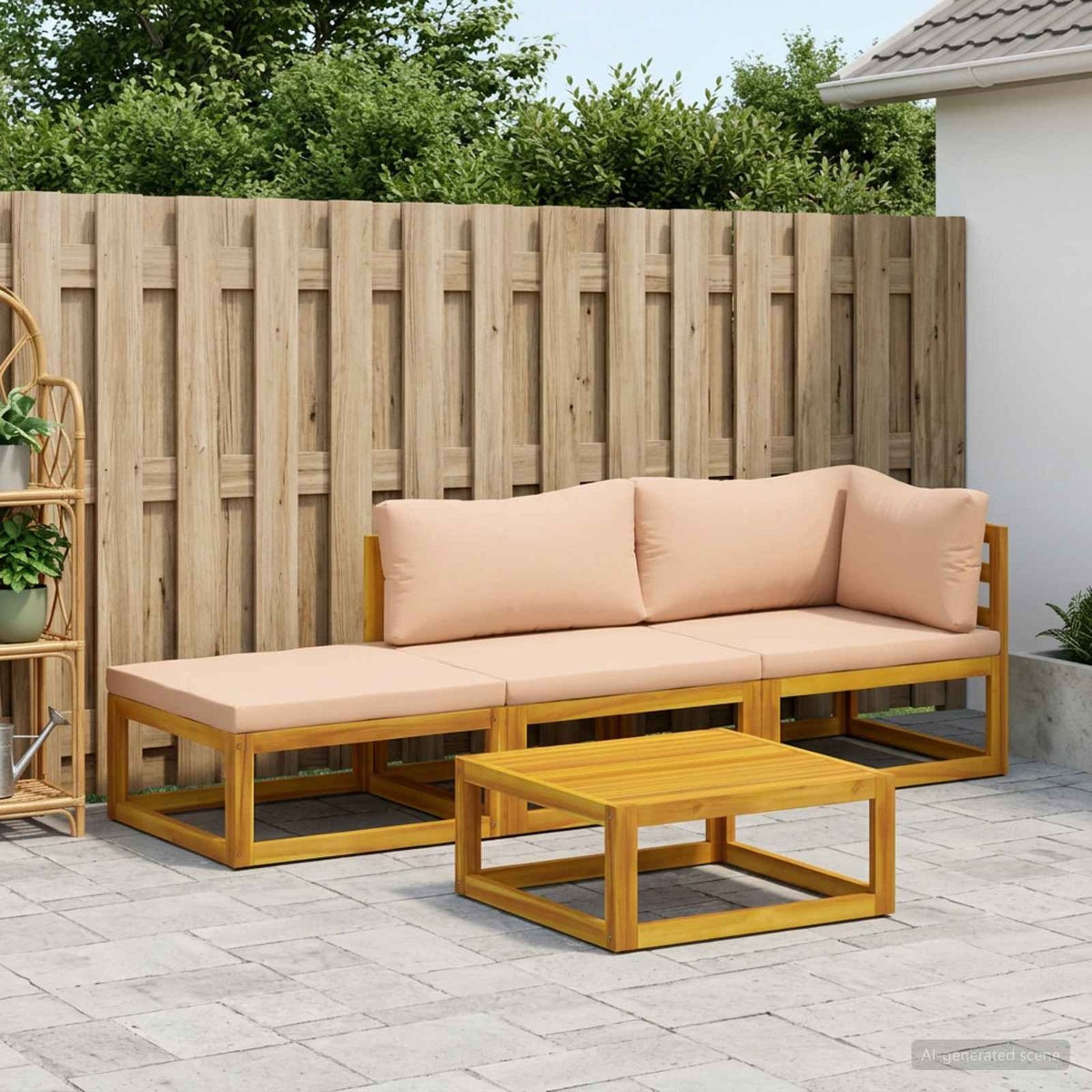 vidaXL Sofa Set 4 pcs Natural Solid Acacia Wood