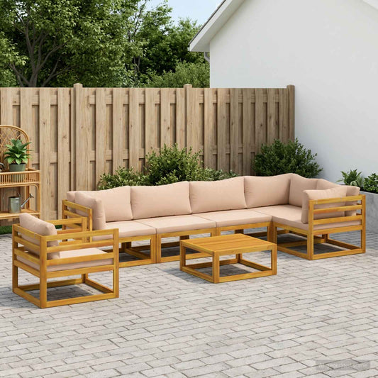 vidaXL Sofa Set 7 pcs Natural Solid Acacia Wood