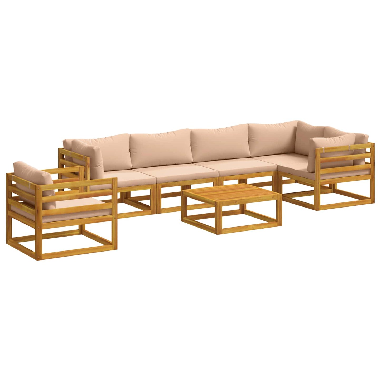 vidaXL Sofa Set 7 pcs Natural Solid Acacia Wood