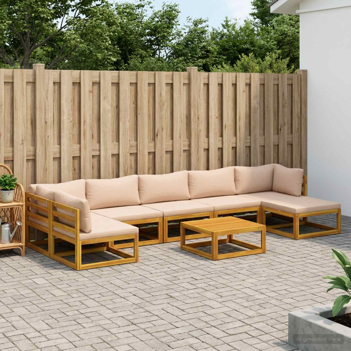 vidaXL Sofa Set 8 pcs Natural Solid Acacia Wood