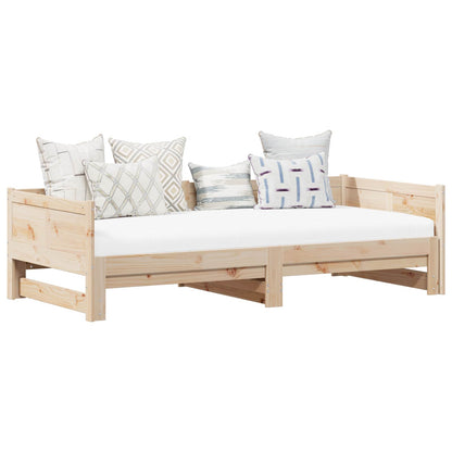 vidaXL Pull-out Day Bed Natural 180 x 200 cm Solid Pine Wood