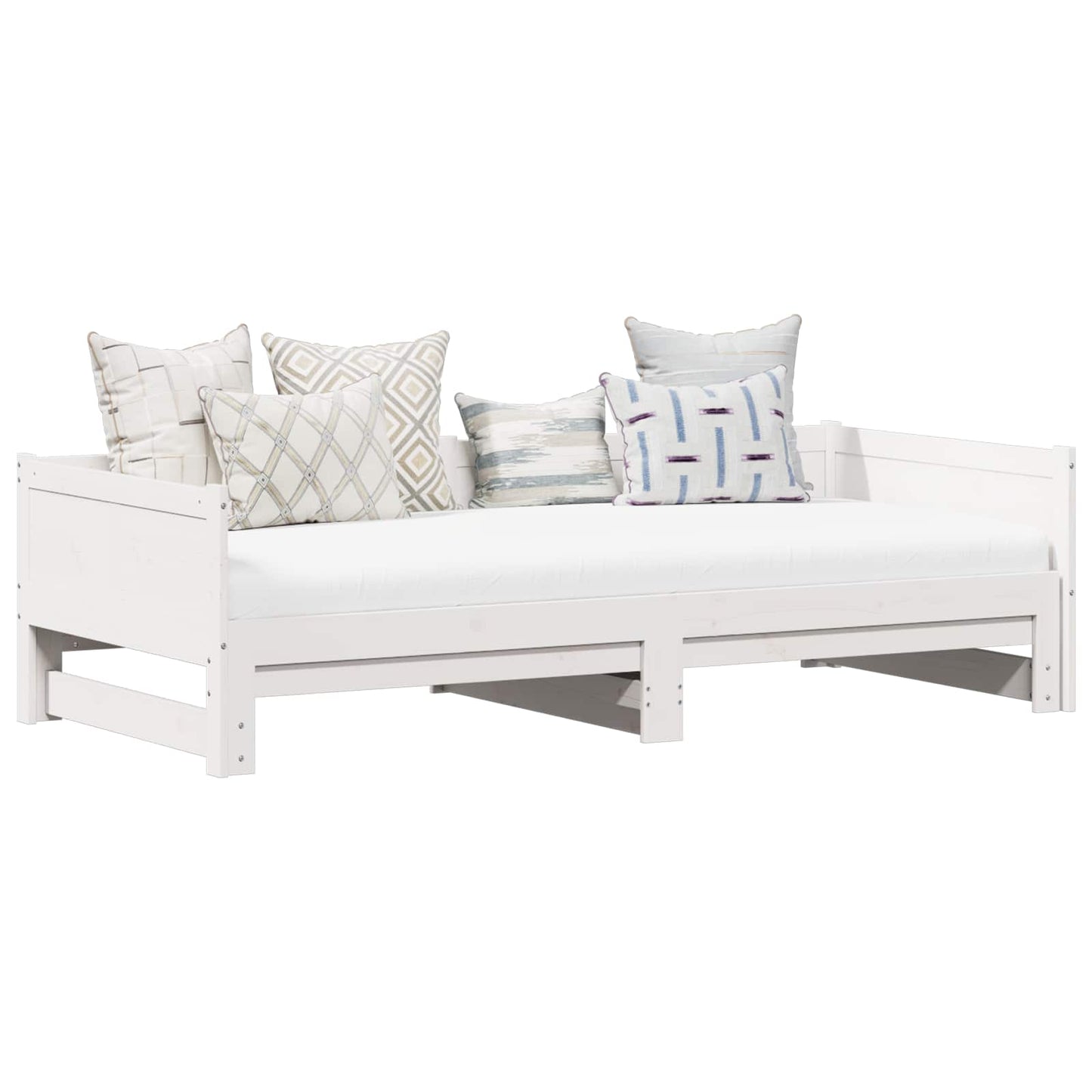 vidaXL Pull-out Day Bed White 180 x 200 cm Solid Pine Wood
