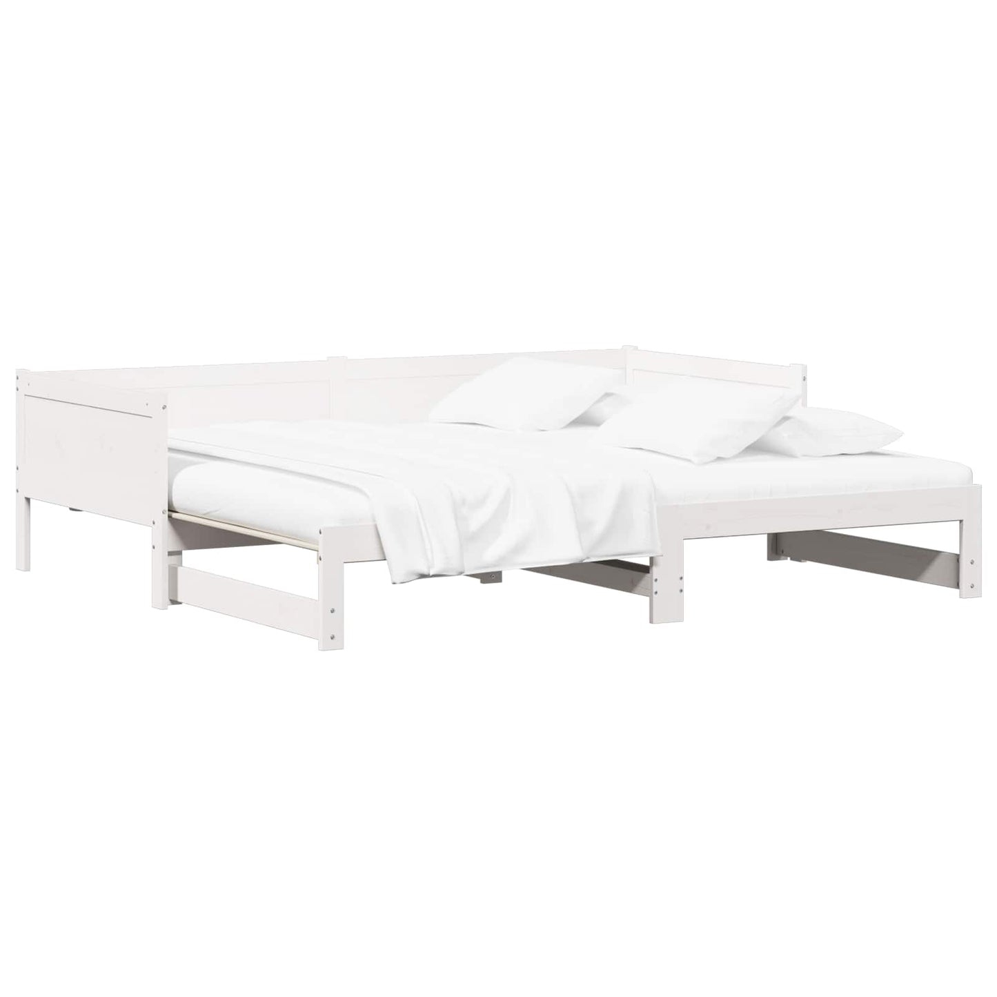vidaXL Pull-out Day Bed White 180 x 200 cm Solid Pine Wood