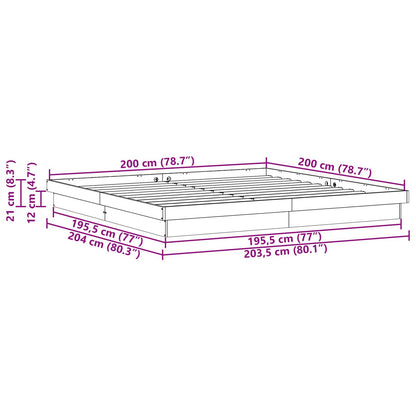 vidaXL Bed Frame White 200 x 200 cm Solid Pine Wood