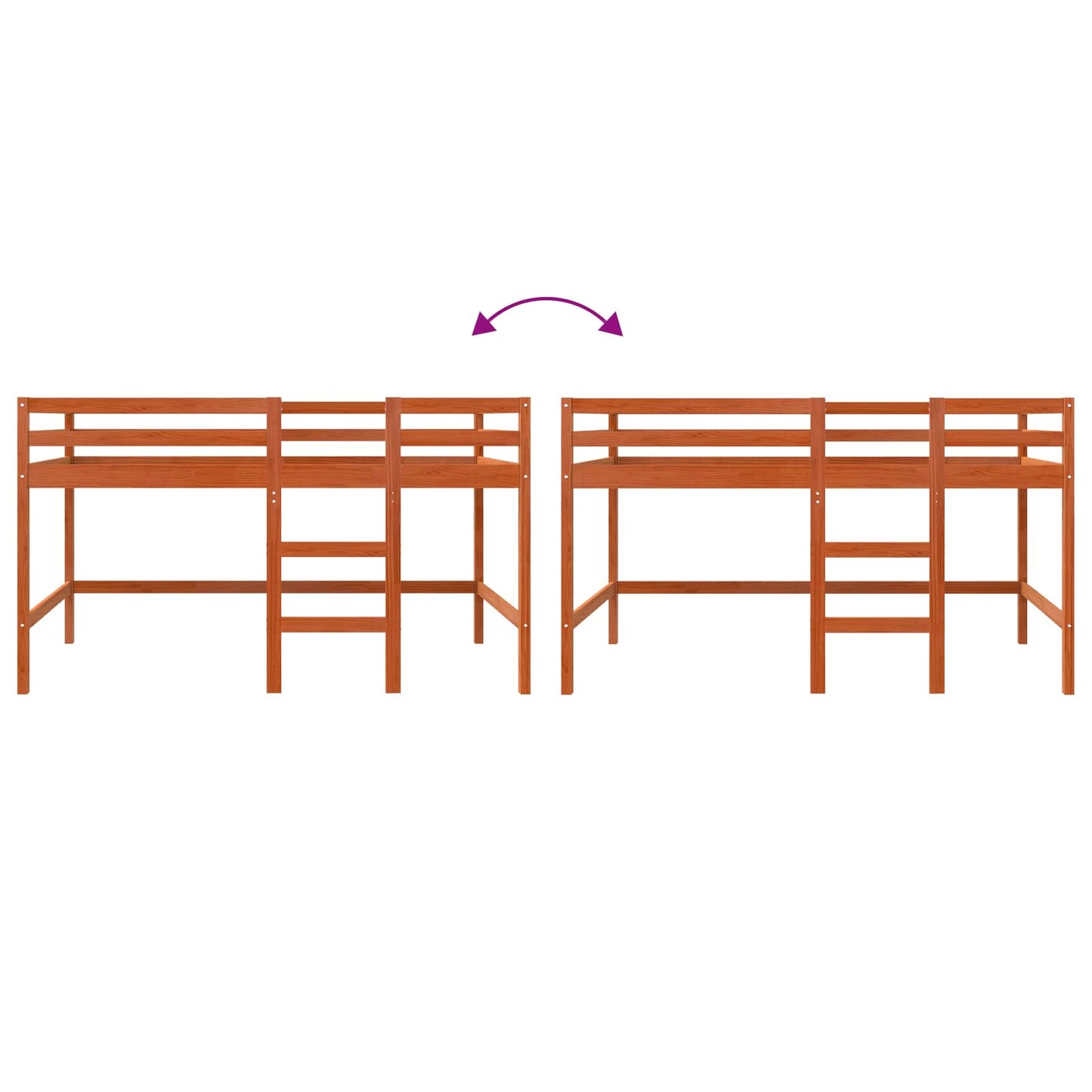 vidaXL Loft Bed Wax Brown 90 x 190 cm Solid Pine Wood