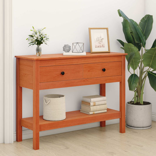 vidaXL Console Table Wax Brown 100 x 35 x 75 cm Soild Pine Wood
