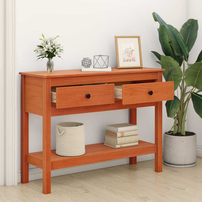 vidaXL Console Table Wax Brown 100 x 35 x 75 cm Soild Pine Wood