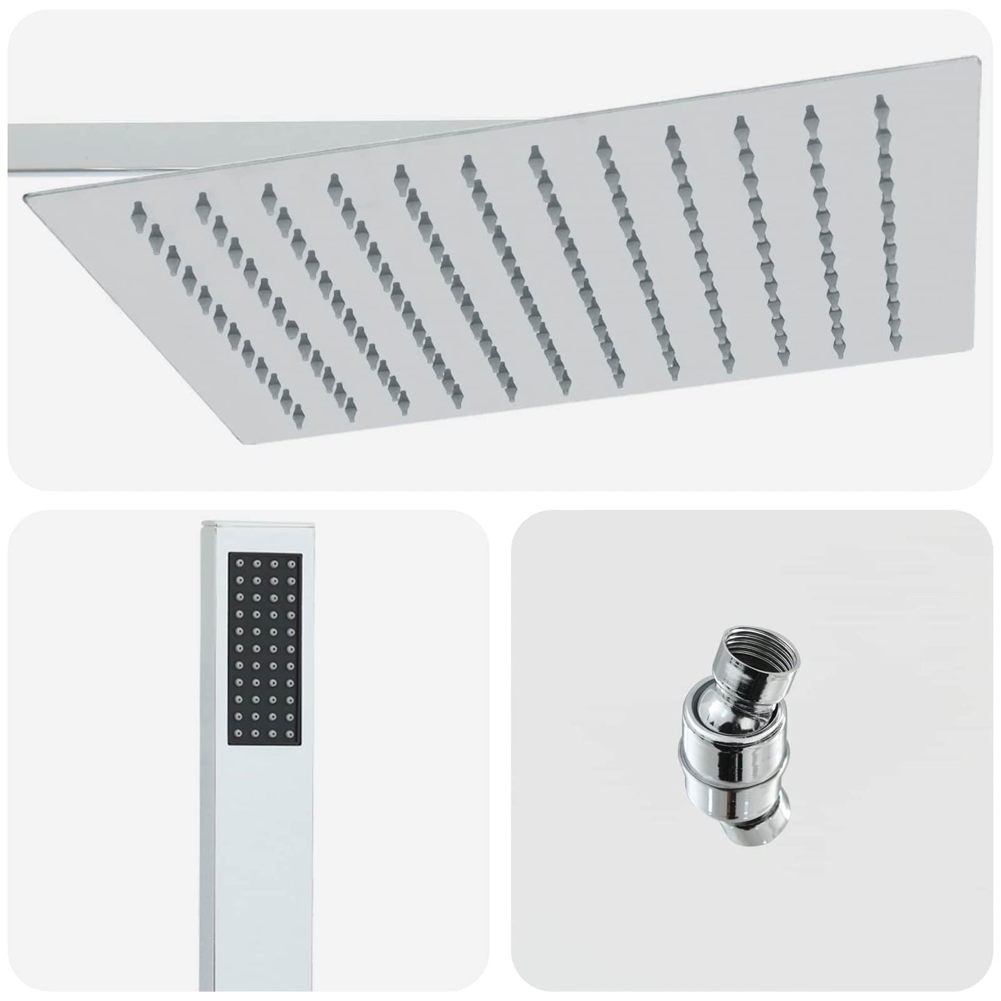 vidaXL Concealed Shower System (Square) Silver Stainless Steel 201