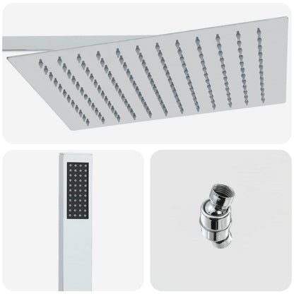 vidaXL Concealed Shower System (Square) Silver Stainless Steel 201