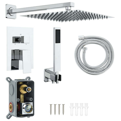 vidaXL Concealed Shower System (Square) Silver Stainless Steel 201