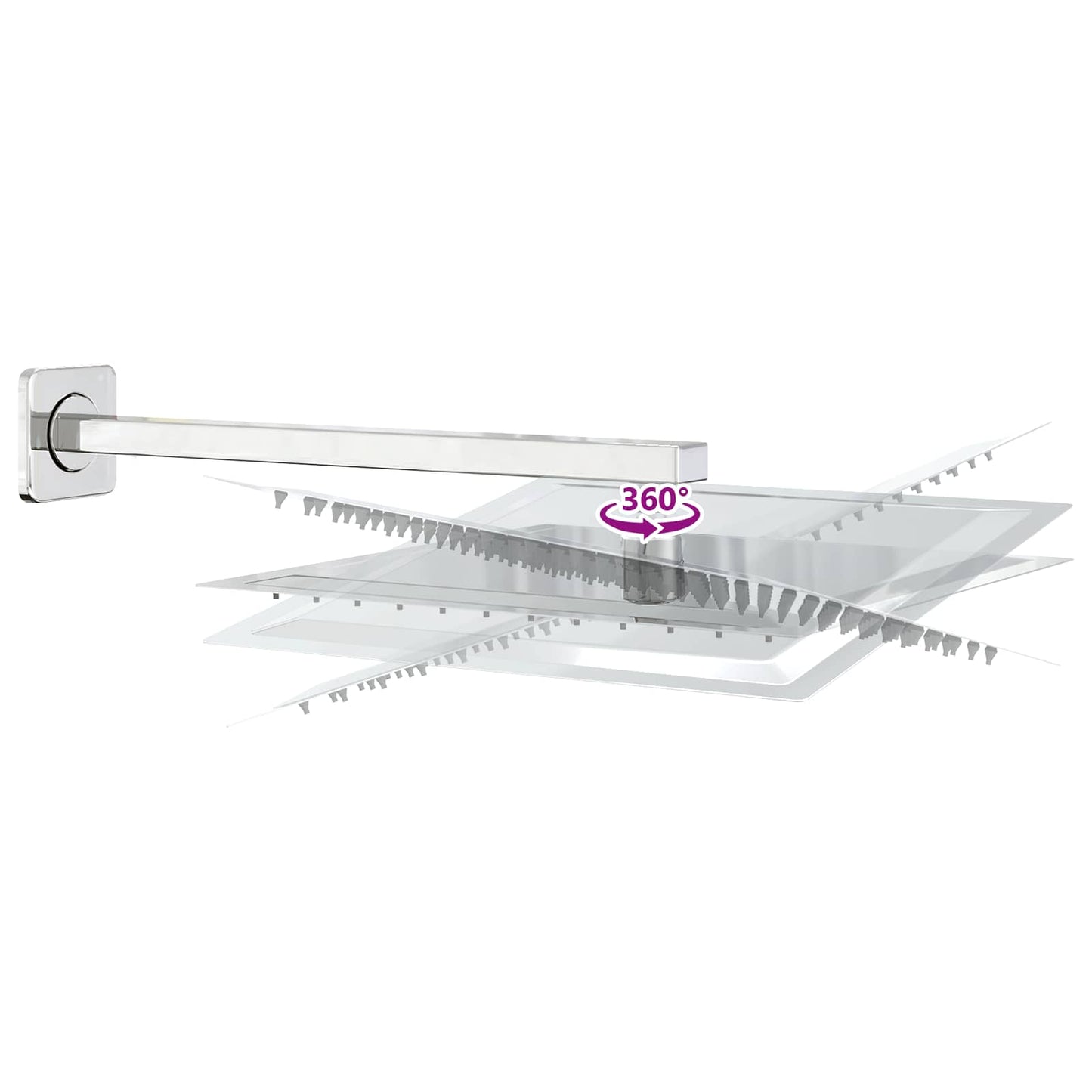 vidaXL Concealed Shower System (Square) Silver Stainless Steel 201