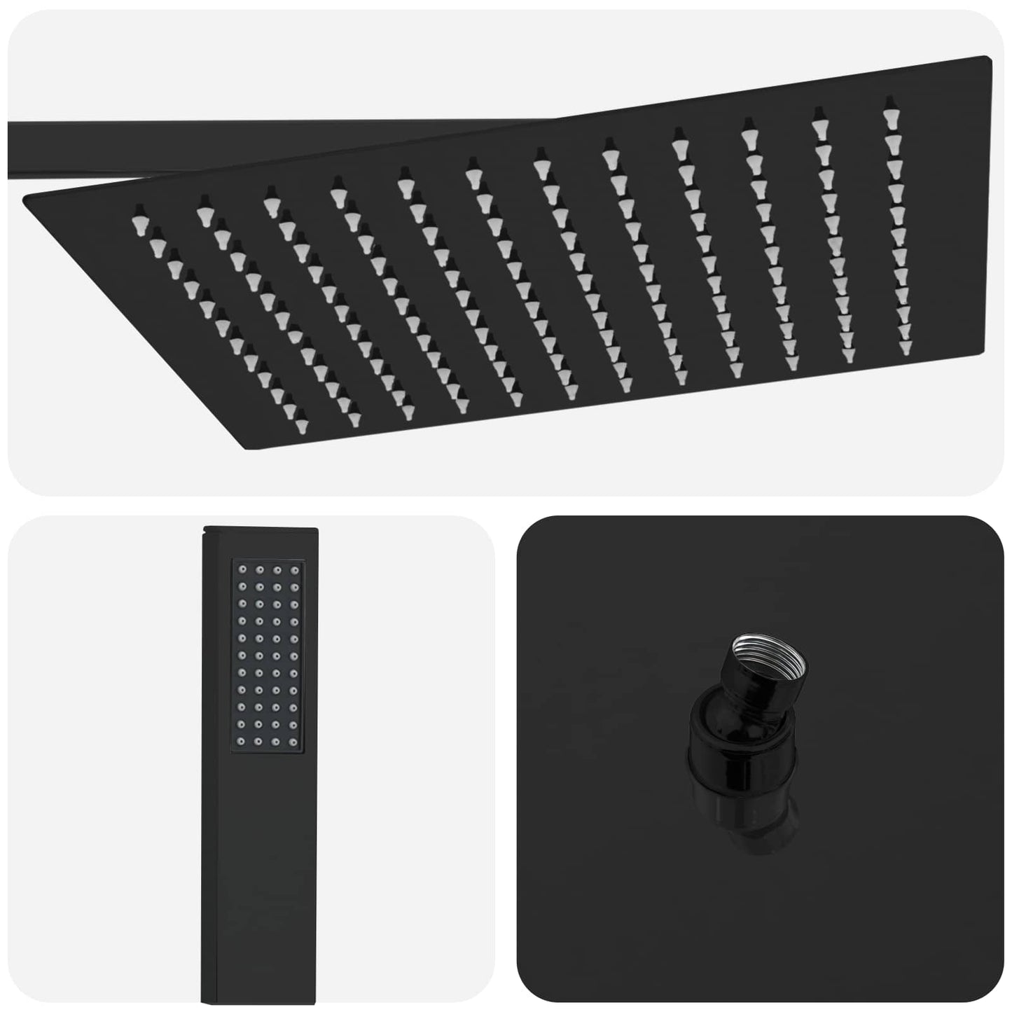 vidaXL Concealed Shower System (Square) Black Stainless Steel 201