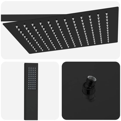 vidaXL Concealed Shower System (Square) Black Stainless Steel 201