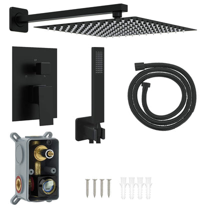 vidaXL Concealed Shower System (Square) Black Stainless Steel 201