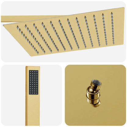 vidaXL Concealed Shower System (Square) Gold Stainless Steel 201