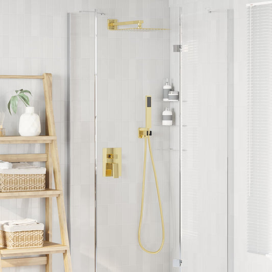 vidaXL Concealed Shower System (Square) Gold Stainless Steel 201