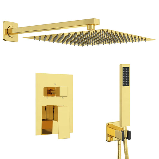 vidaXL Concealed Shower System (Square) Gold Stainless Steel 201