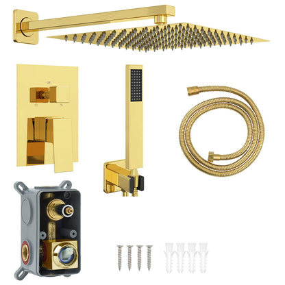 vidaXL Concealed Shower System (Square) Gold Stainless Steel 201